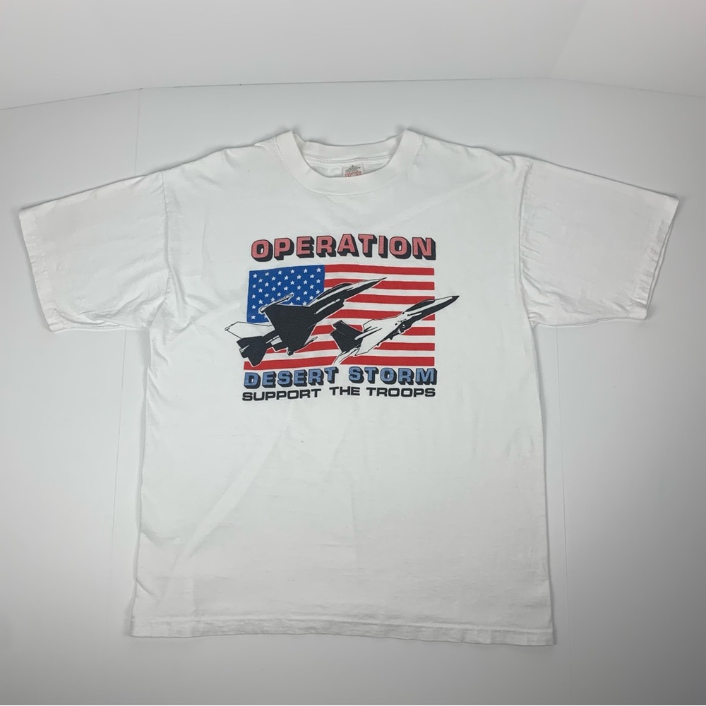Vintage Operation Desert Storm T-Shirt Support Troops 90s Single Stitch Tee XL